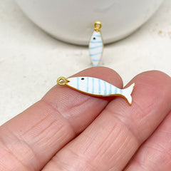Emaille Anhänger Fisch Weiß