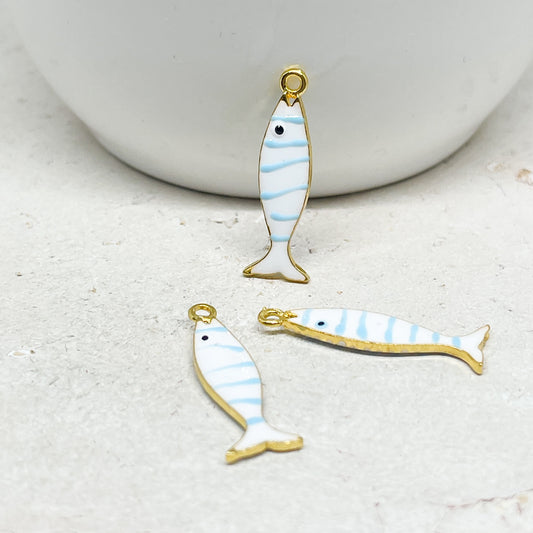 Emaille Anhänger Fisch Weiß