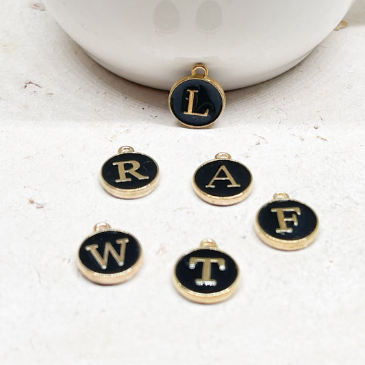 Buchstaben Initialen Anhänger - Schwarz