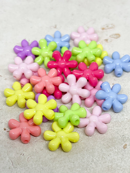 25 St. Acryl Blümchen Blumen Perlen Bunt gemischt