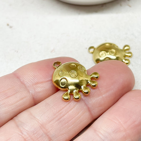 Anhänger Oktopus aus Edelstahl vergoldet