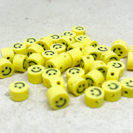 25 St. / 50 St. Polymer Clay Perlen Gesicht Lächeln 5mm Gelb