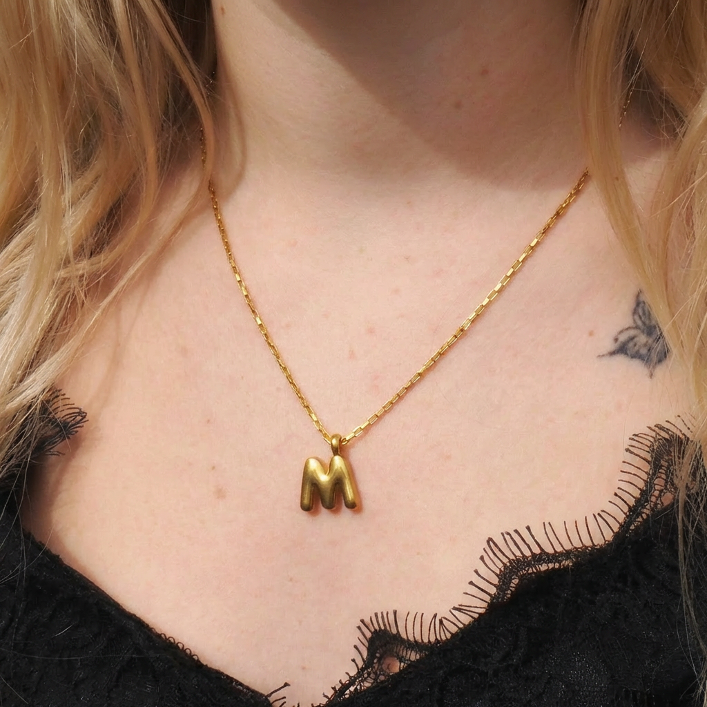 Edelstahl Kette mit Initialen Charm