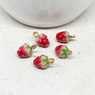 Emaille Anhänger - Erdbeere 5 St.