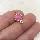 Verbinder aus Edelsathl mit Glasstein 1 St. - Rosa