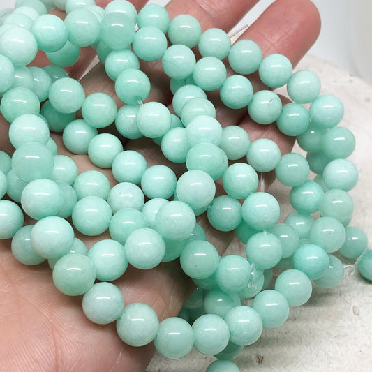 Runde Jadeperlen Naturstein Perlen 8mm Türkisgrün