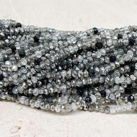 Kristallperlen 2mm Glasschliffperlen - Grau mit Schimmer