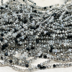 170 St. Kristallperlen 2mm Glasschliffperlen - Grau mit Schimmer
