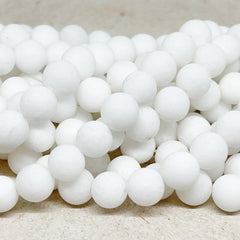 48 St. Jadeperlen Perlen 8mm Matt - Weiß