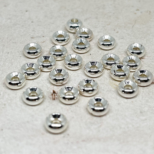 Spacer Perlen Messingperlen 6mm 10 St. - Silberfarben