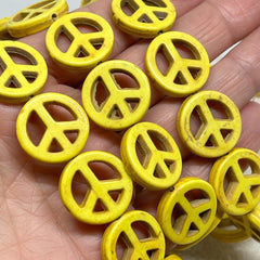 15 St. Peace Anhänger Peace Friedenszeichen 20mm - Gelb