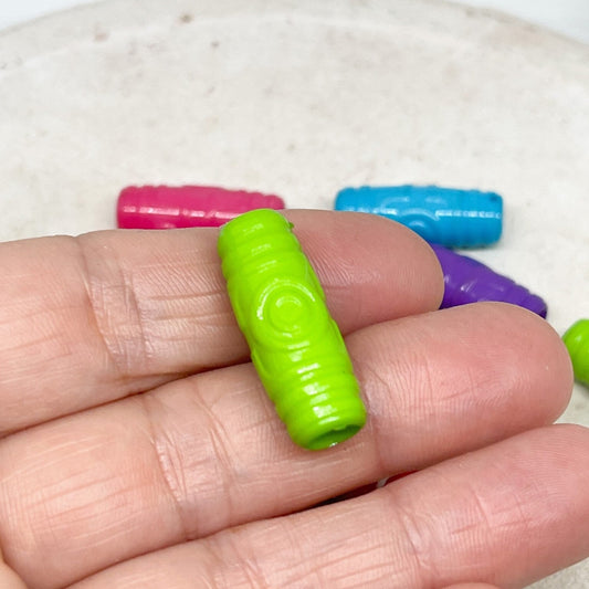 Acryl Röhrenperlen Ovale 28mm x 10.5mm - Bunt