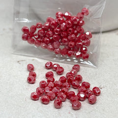 100 St. Böhmische Glasschliffperlen 3mm - Luster Opaque lt.Red