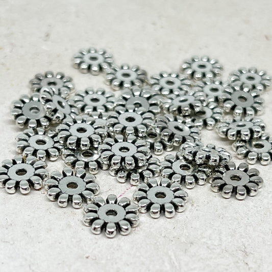 Spacer Perle Schneeflocke 25 St. 10mm x 2mm - Antiksilberfarben