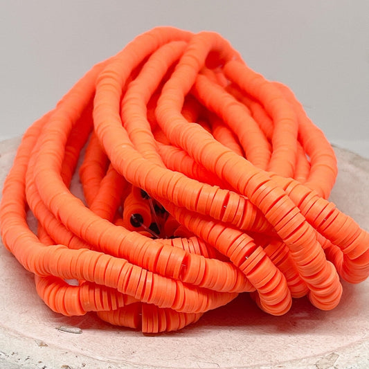 Heishi Perlen 1 Strang Polymer Clay Perlen 8mm Neonorange