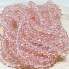 Kristallperlen 8mm Glasschliffperlen 66 St. - Rosa mit Violettschimmer