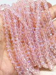 86 St. Kristallperlen 6mm Glasschliffperlen - Hellrosa mit Violettschimmer