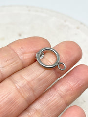 Ohrstecker mit Ring und Schlaufe Edelstahl 2 Paar - Dunkelsilber