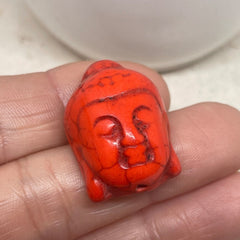 3 St. Buddha Kopf Perlen syn. Howlith - Orange