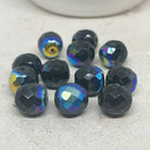 Böhmische Glasschliffperlen 10mm - Schwarz mit AB Schimmer