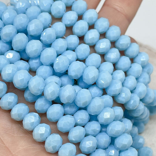 66 St. Kristallperlen 8mm Glasschliffperlen - Aquamarin blau ab