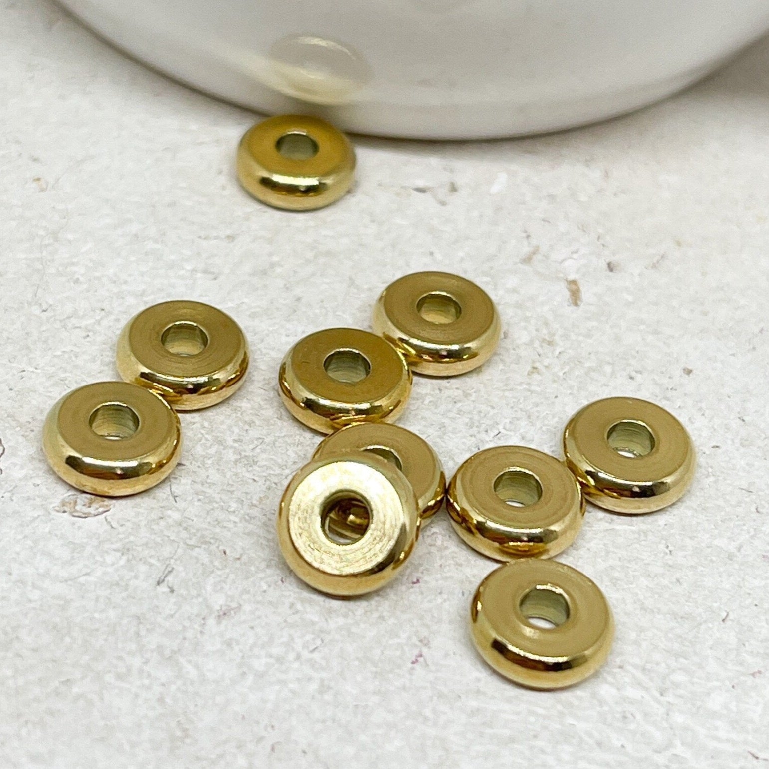 Edelstahlperlen Spacer Rondelle 10 St. 8mm - Goldfarben