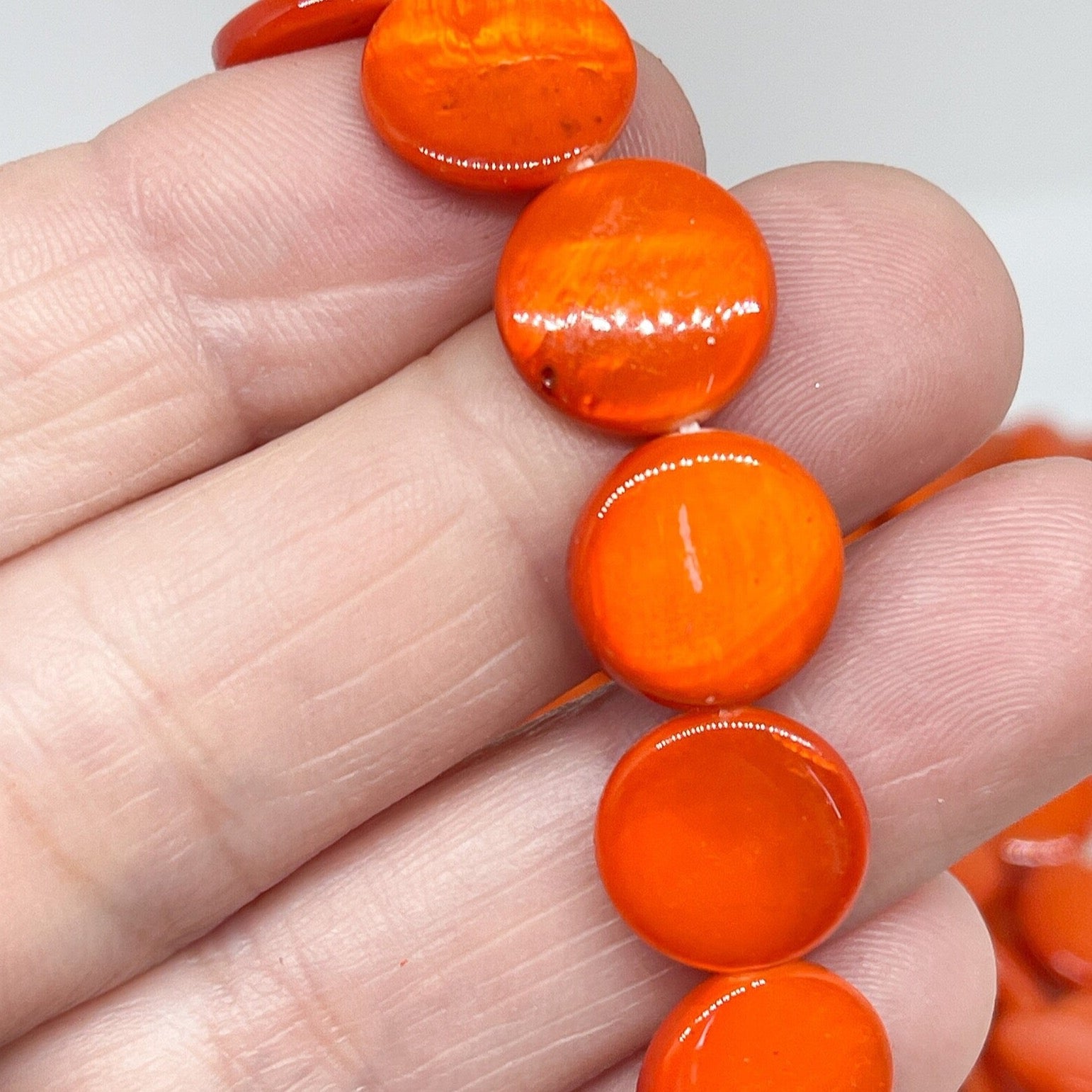 Perlmutt Scheiben 12,5mm Orange