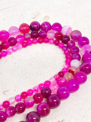 Achat Perlen 4mm/6mm/8mm Pink Fuchsia