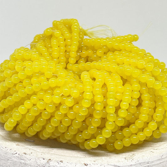 100 St. Glasperlen 6mm gefärbt - Gelb