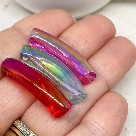 Acryl Röhrenperlen Tubes Transparent  Rot