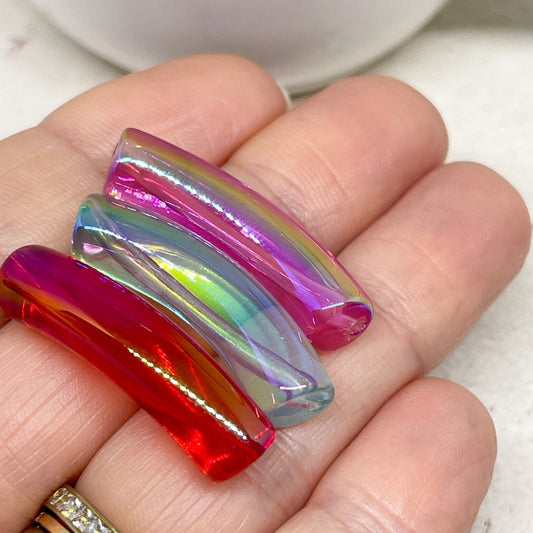 Acryl Röhrenperlen Tubes Transparent  Kamelie