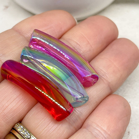 Acryl Röhrenperlen Tubes Transparent Türkis