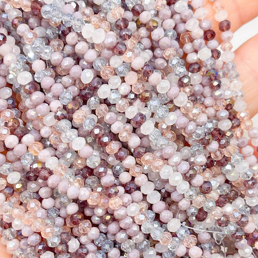Kristallperlen 2mm Glasschliffperlen - Rosa/Lila Bunt