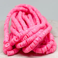 1 Strang Heishi Perlen Polymer Clay Perlen 6mm Pink Weiß