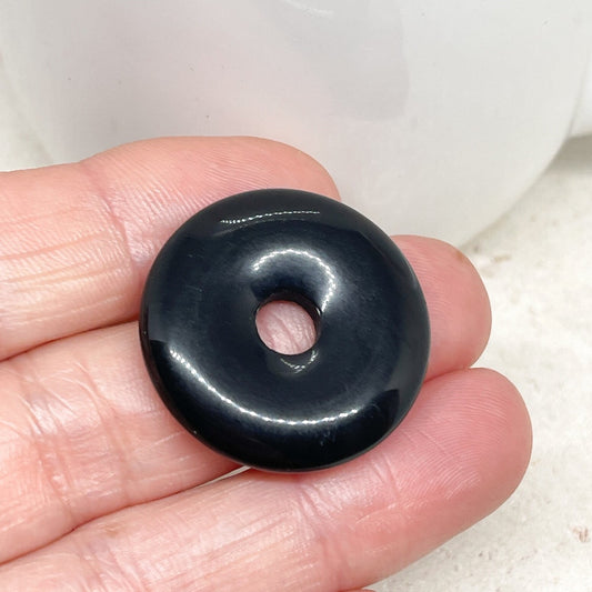 1 St. Schmucksteinanhänger Donuts Perle - Obsidian