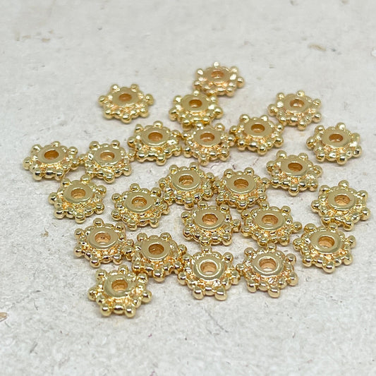 Spacer Perle aus Messing 25 St.,  Blumenperle vergoldet 7,5mm