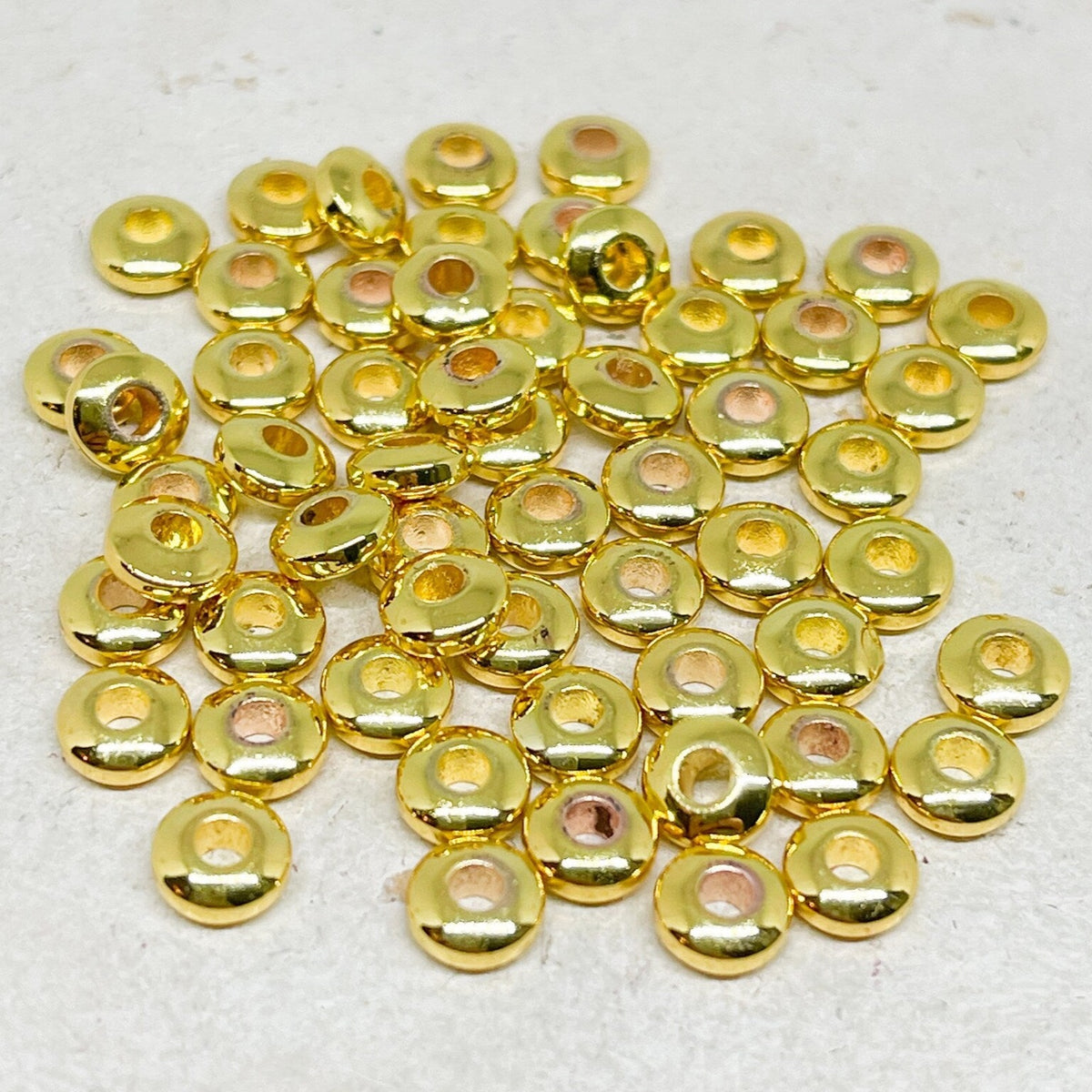 100 St. Hämatit Disc Perlen 6mm x 3mm Vergoldet