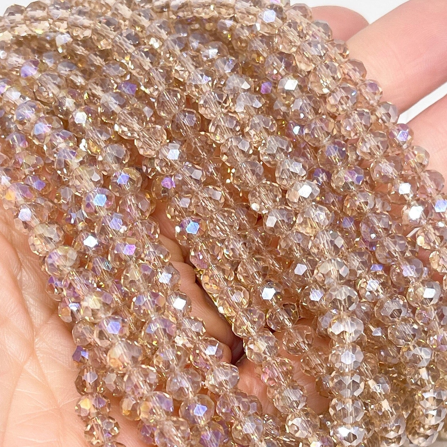 Kristallperlen 6mm  Hell Beige Rosa ab