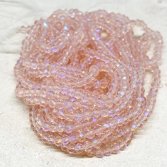 120 St. Kristallperlen 4mm Glasschliffperlen - Rosa mit violett Schimmer