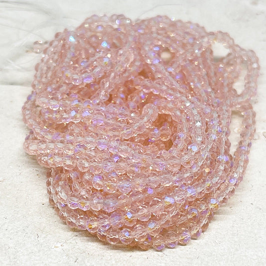 120 St. Kristallperlen 2mm Glasschliffperlen - Rosa mit violett Schimmer