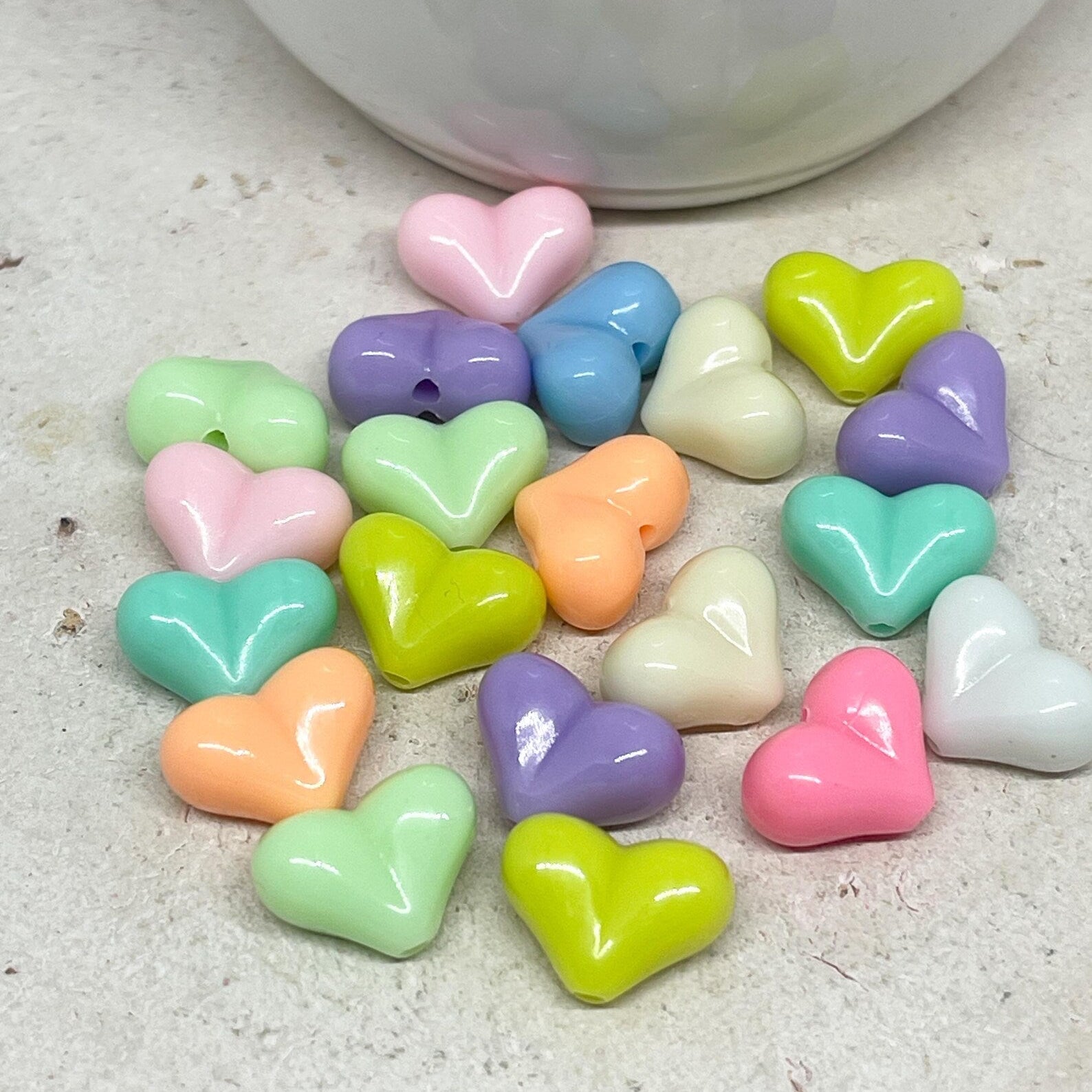 Acrylperlen Herz Bunt gemischt