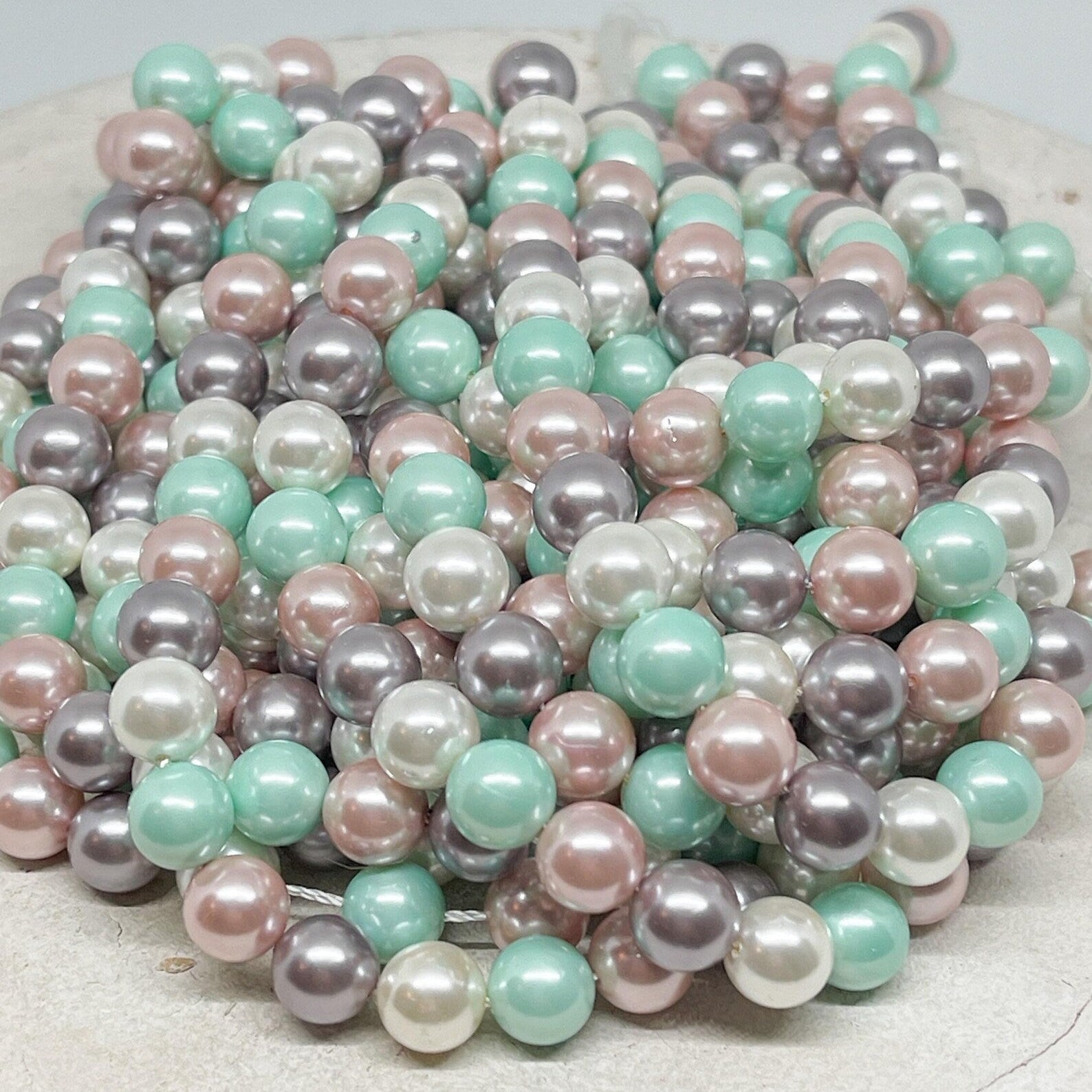 1 Strang Muschelkern Perlen 8mm, Barock Perlen
