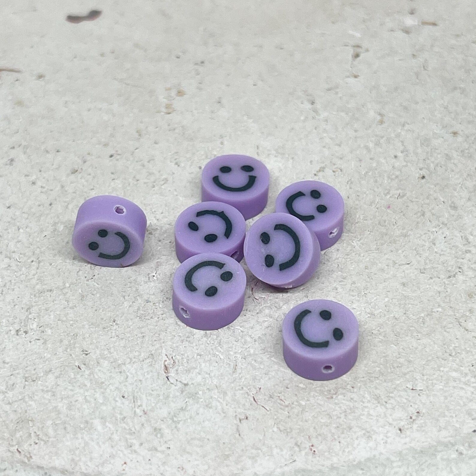 Polymer Clay Perlen Gesicht Lächeln 10mm - Lila