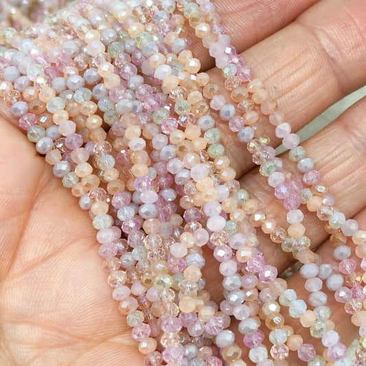 Kristallperlen 2mm Glasschliffperlen - Rosa Pastel