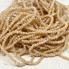 Glasperlen 2mm Beige, Glasschliffperlen, Opak Beige AB
