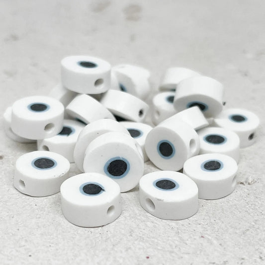 Böses Auge Polymer Clay Perlen - Weiß