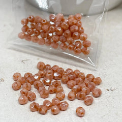 100 St. Böhmische Glasschliffperlen 3mm - Luster Pink Coral