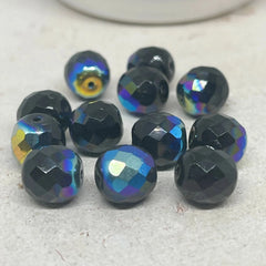 Böhmische Glasschliffperlen 8/10mm - Schwarz AB