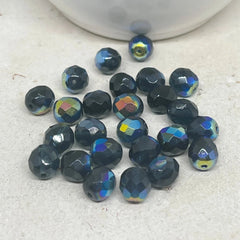 Böhmische Glasschliffperlen 8/10mm - Schwarz AB