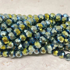 88 St. Kristallperlen 6mm Glasschliffperlen - Grün Irisierend